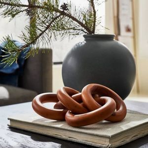 THRESHOLD Studio McGee Decorative Teak Wood Chain Figurine
